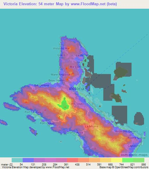 Victoria,Seychelles Elevation Map