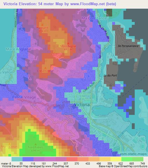 Victoria,Seychelles Elevation Map