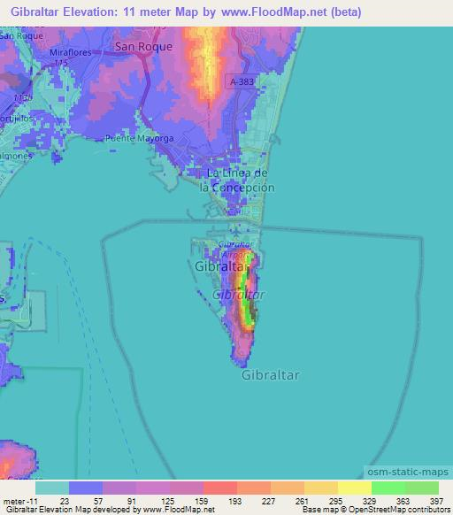 Gibraltar,Gibraltar Elevation Map