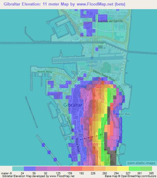 Gibraltar,Gibraltar Elevation Map