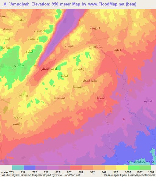 Al `Amudiyah,Syria Elevation Map