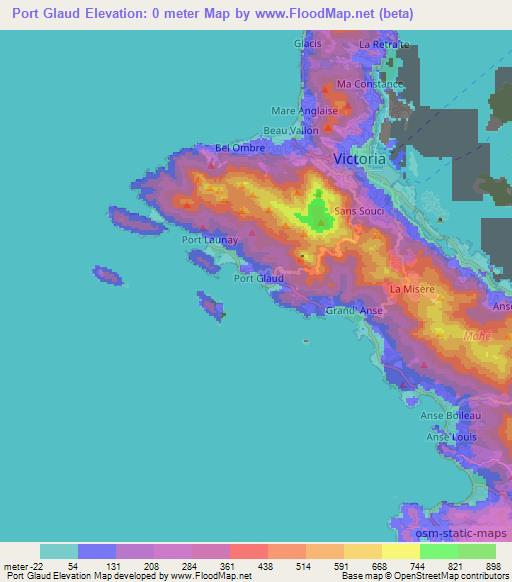 Port Glaud,Seychelles Elevation Map