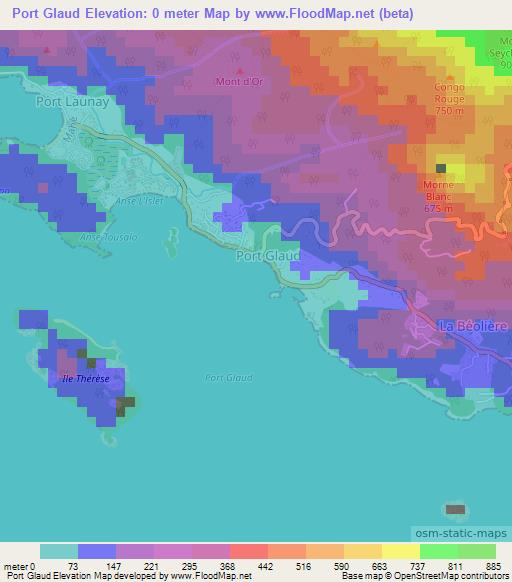 Port Glaud,Seychelles Elevation Map