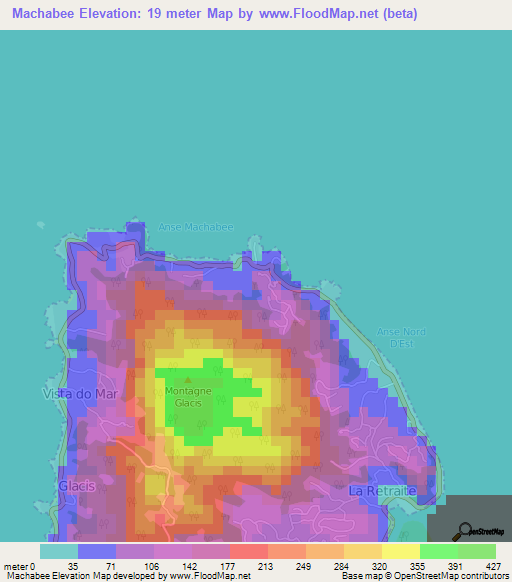 Machabee,Seychelles Elevation Map