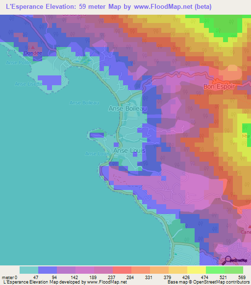 Elevation of L'Esperance,Seychelles Elevation Map, Topography, Contour