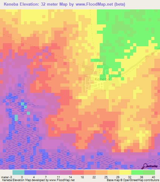 Keneba,Gambia Elevation Map