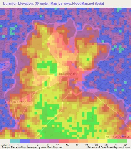 Bulanjor,Gambia Elevation Map