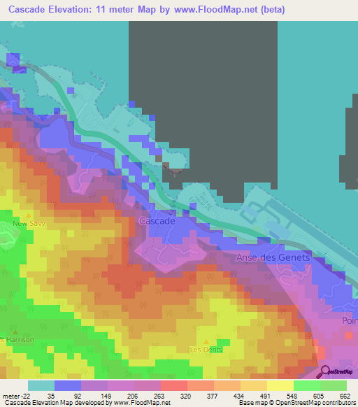 Cascade,Seychelles Elevation Map