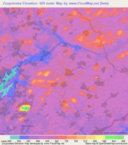 Zoupoizeba,Guinea Elevation Map