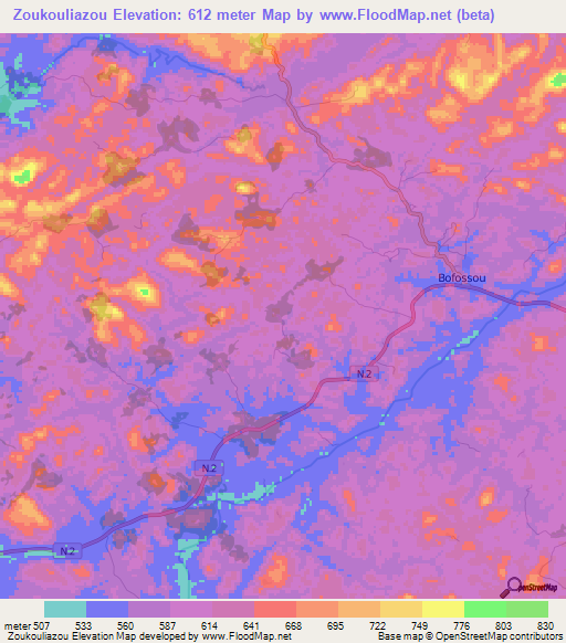 Zoukouliazou,Guinea Elevation Map