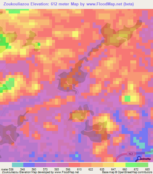 Zoukouliazou,Guinea Elevation Map