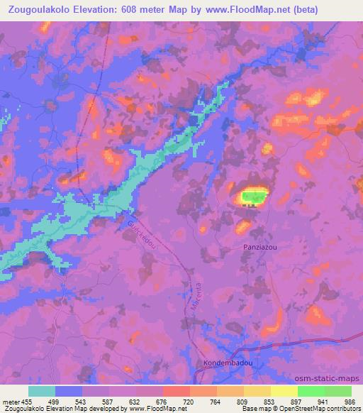 Zougoulakolo,Guinea Elevation Map