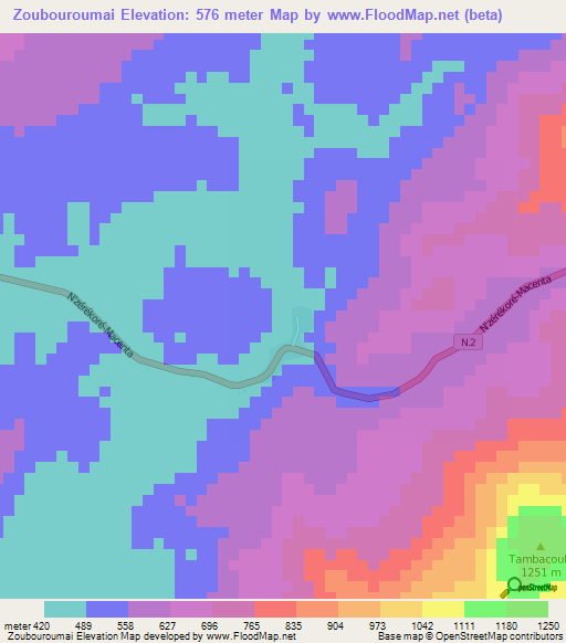 Zoubouroumai,Guinea Elevation Map