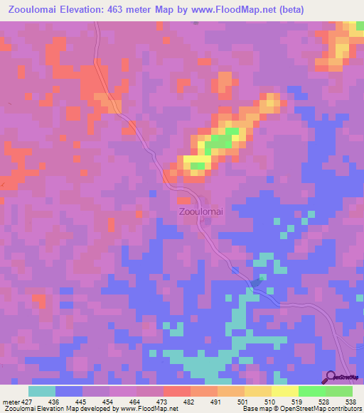 Zooulomai,Guinea Elevation Map