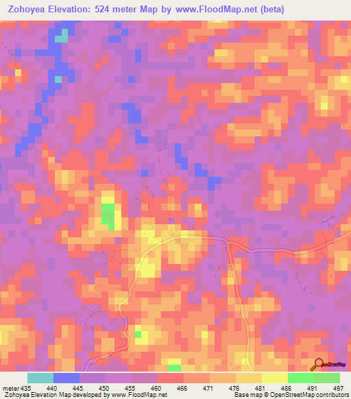 Zohoyea,Guinea Elevation Map