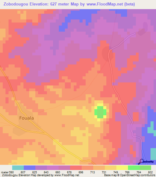 Zobodougou,Guinea Elevation Map