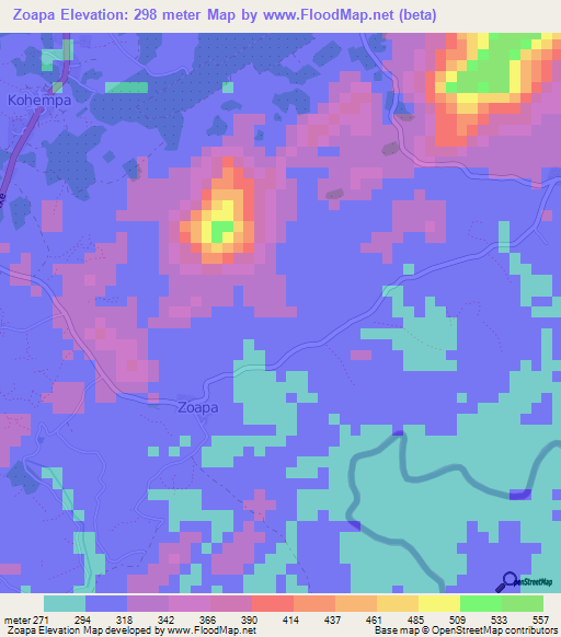 Zoapa,Guinea Elevation Map