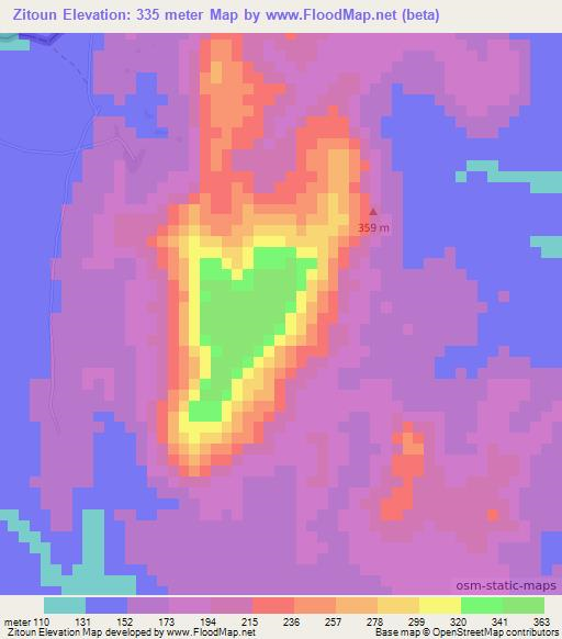 Zitoun,Guinea Elevation Map