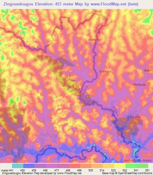 Zingouedougou,Guinea Elevation Map