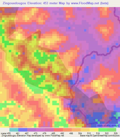 Zingouedougou,Guinea Elevation Map