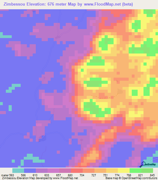 Zimbessou,Guinea Elevation Map