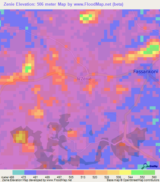 Zenie,Guinea Elevation Map