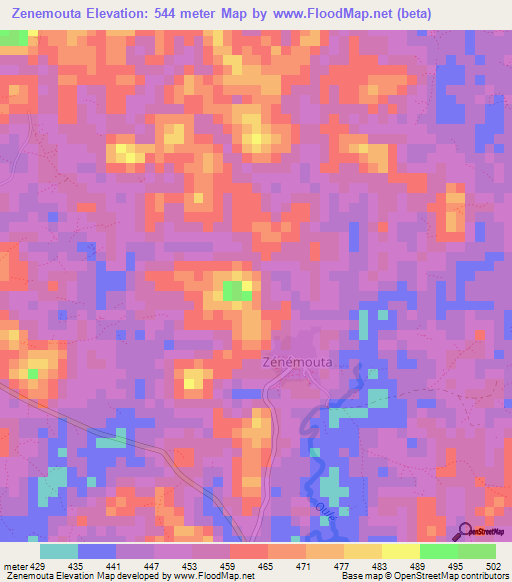 Zenemouta,Guinea Elevation Map