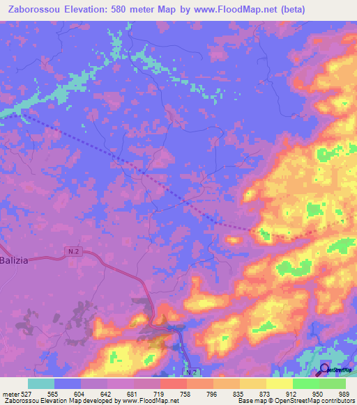 Zaborossou,Guinea Elevation Map