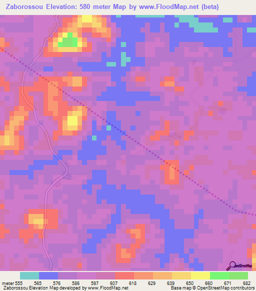 Zaborossou,Guinea Elevation Map