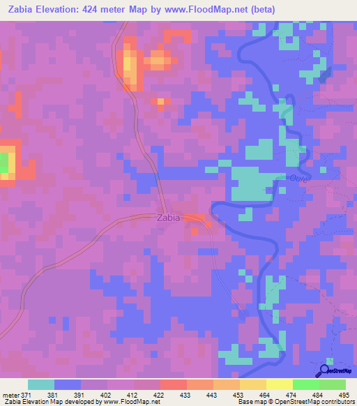 Zabia,Guinea Elevation Map