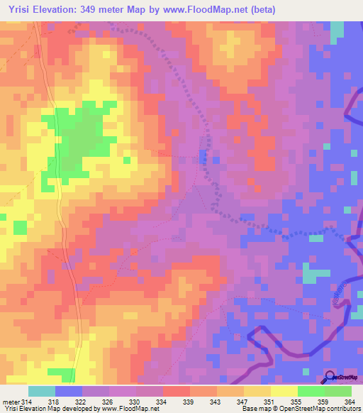 Yrisi,Guinea Elevation Map