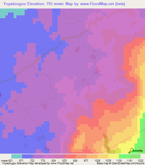 Yoyadougou,Guinea Elevation Map