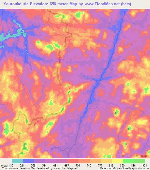 Youroukouria,Guinea Elevation Map