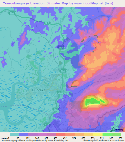 Youroukougueya,Guinea Elevation Map