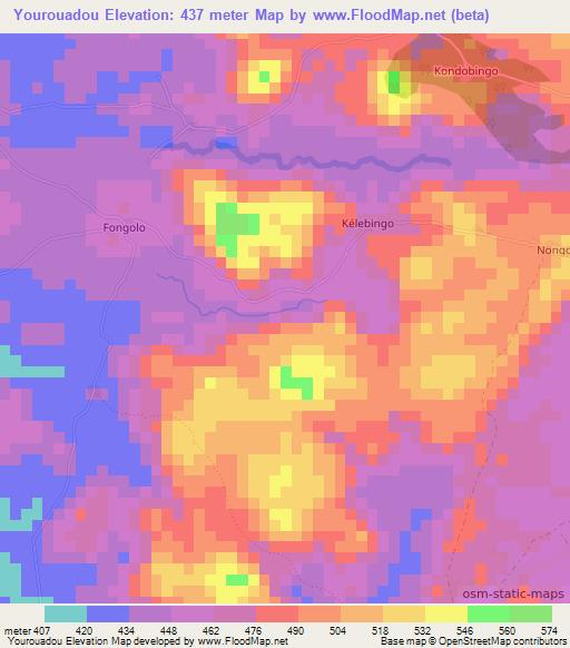 Yourouadou,Guinea Elevation Map