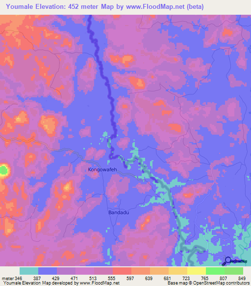 Youmale,Guinea Elevation Map