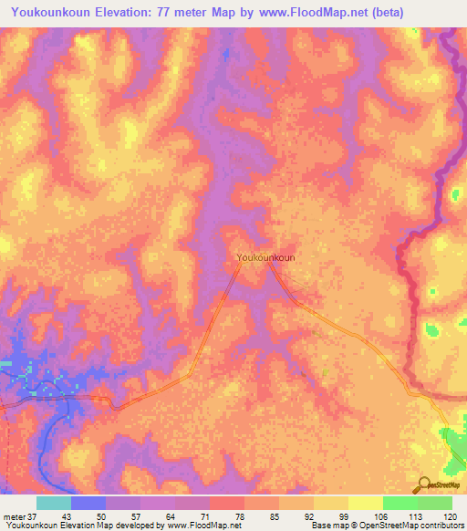 Youkounkoun,Guinea Elevation Map