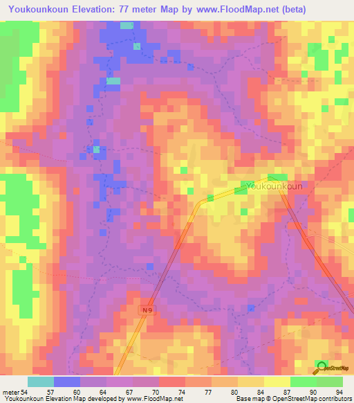 Youkounkoun,Guinea Elevation Map