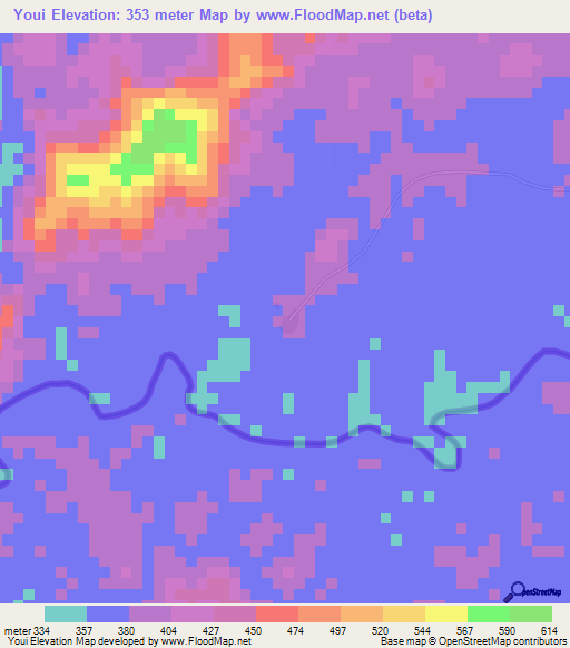 Youi,Guinea Elevation Map