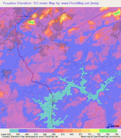 Youadou,Guinea Elevation Map