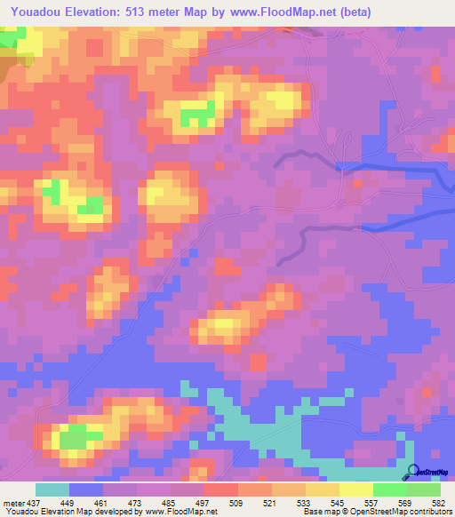 Youadou,Guinea Elevation Map