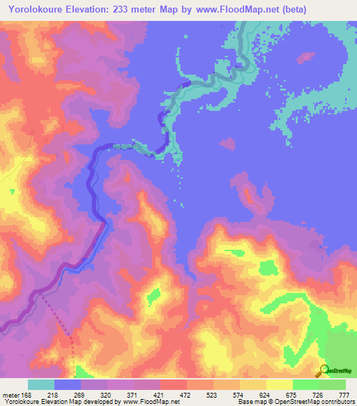 Yorolokoure,Guinea Elevation Map