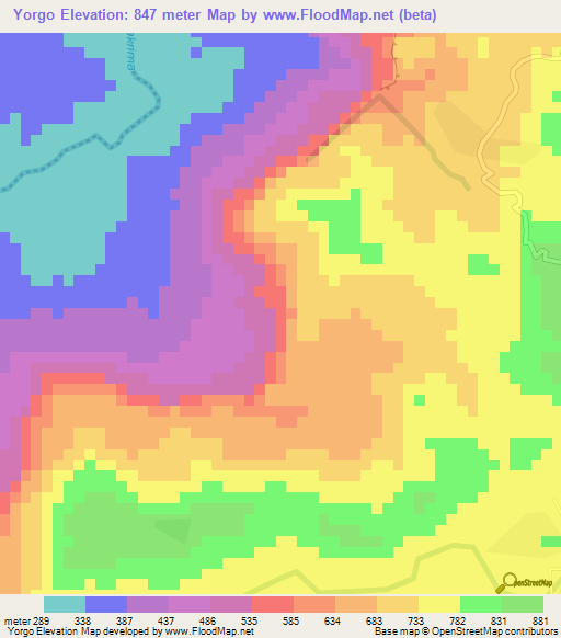 Yorgo,Guinea Elevation Map