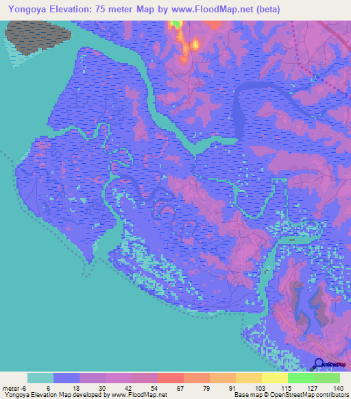 Yongoya,Guinea Elevation Map