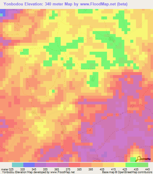 Yonbodou,Guinea Elevation Map