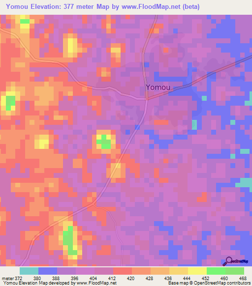 Yomou,Guinea Elevation Map