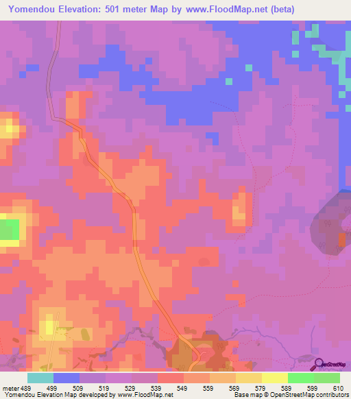 Yomendou,Guinea Elevation Map