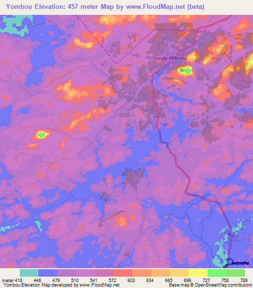 Yombou,Guinea Elevation Map