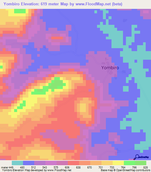 Yombiro,Guinea Elevation Map