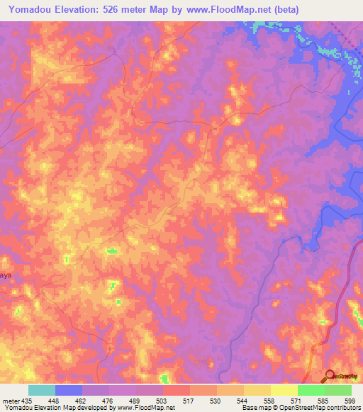 Yomadou,Guinea Elevation Map